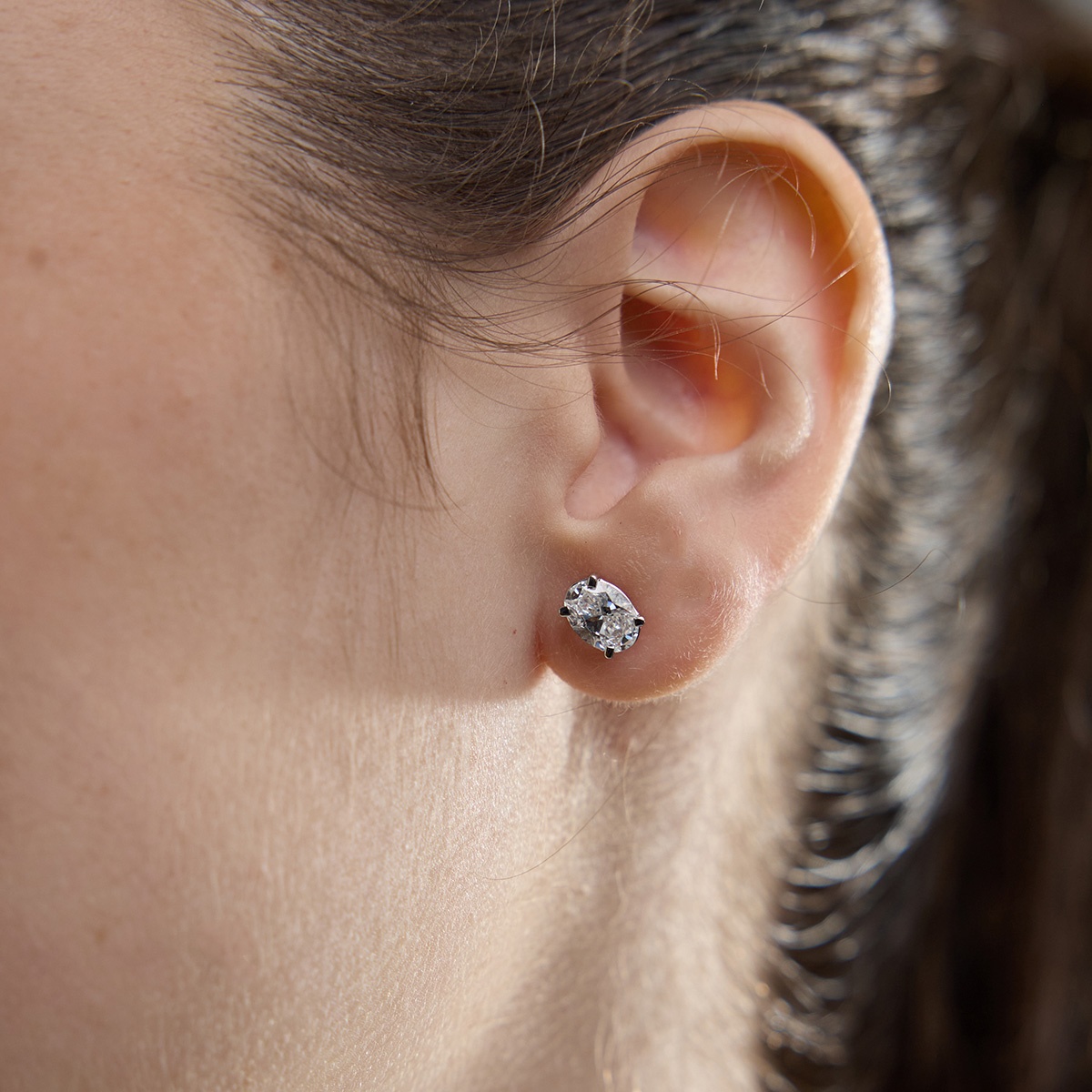 2 ctw Oval Lab Grown Diamond Solitaire Certified Stud Earrings